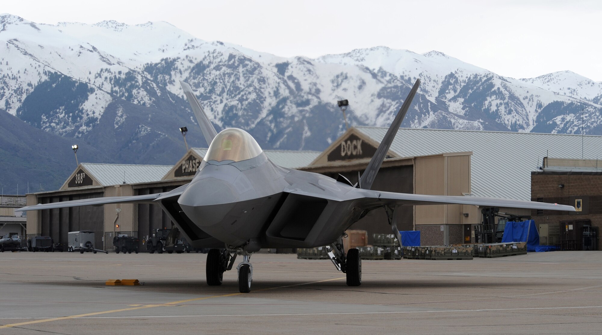 An F-22 from Holloman Air Force Base prepares for take-off during Combat Hammer at Hill AFB, Utah, May 5. Combat Hammer performs sixty-five percent of their operations at the Utah Test and Training Range.  (U.S. Air Force photo/Senior Airman Michael Means)
