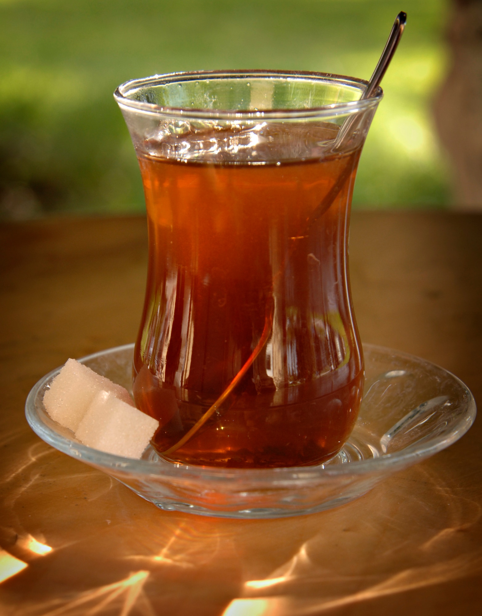 A glass of Turkish tea sits on a table at Incirlik Air Base, Turkey, May 5, 2009. (U.S. Air Force photo/Senior Airman Benjamin Wilson)