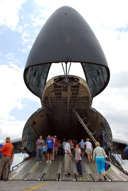 Visitors to the 2009 Robins Air Show walk through a C-5, one of the aircraft maintained at Robins. The air show was a huge success, as an estimated 160,000 people came out to enjoy the show. U. S. Air force photo by Tommie Horton