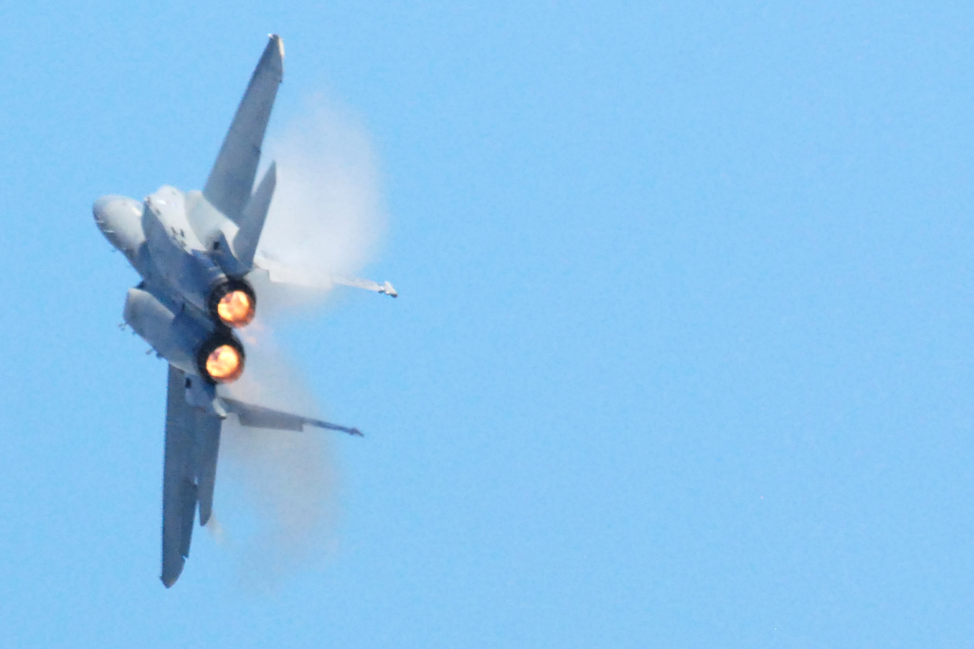 Capt. Sam Joplin performs aerial maneuvers in an F-15 Eagle to display the capabilities of the fighter to hundreds of base and community spectators during a demonstration May 1 at Eglin Air Force Base, Fla. The Air Combat Command demo team has performed more than 150 times to spectators around the globe over the last two years. This is the final demonstration for the F-15C, completing a 26-year career that began in 1983. Captain Joplin is an F-15 West Coast Demonstration Team pilot. (U.S. Air Force photo/Staff Sgt. Mike Meares)
