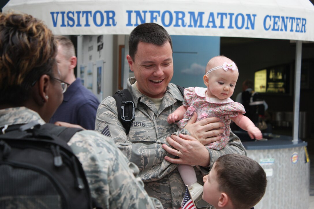 The USAF Band of Flight welcomes home "Falcon" from a 60 day deployment in support of Operation Iraqi Freedom and Operation Enduring Freedom.