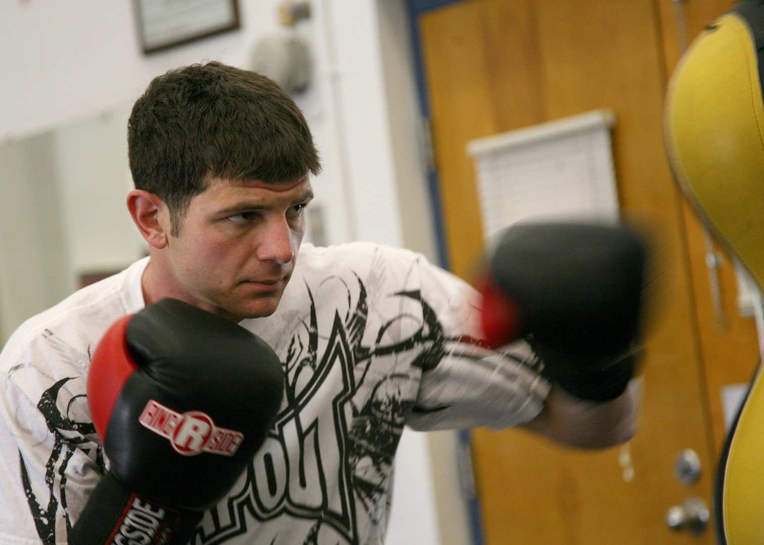 4/25/2009 - Air Force light heavyweight Nicholas Alwan, Pope AFB, N.C., trains prior to the Armed Forces Championship. He earned a silver medal at the interservice event May 1. (U.S. Air Force photo/Robbin Cresswell)