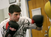 4/25/2009 - Air Force light heavyweight Nicholas Alwan, Pope AFB, N.C., trains prior to the Armed Forces Championship. He earned a silver medal at the interservice event May 1. (U.S. Air Force photo/Robbin Cresswell)