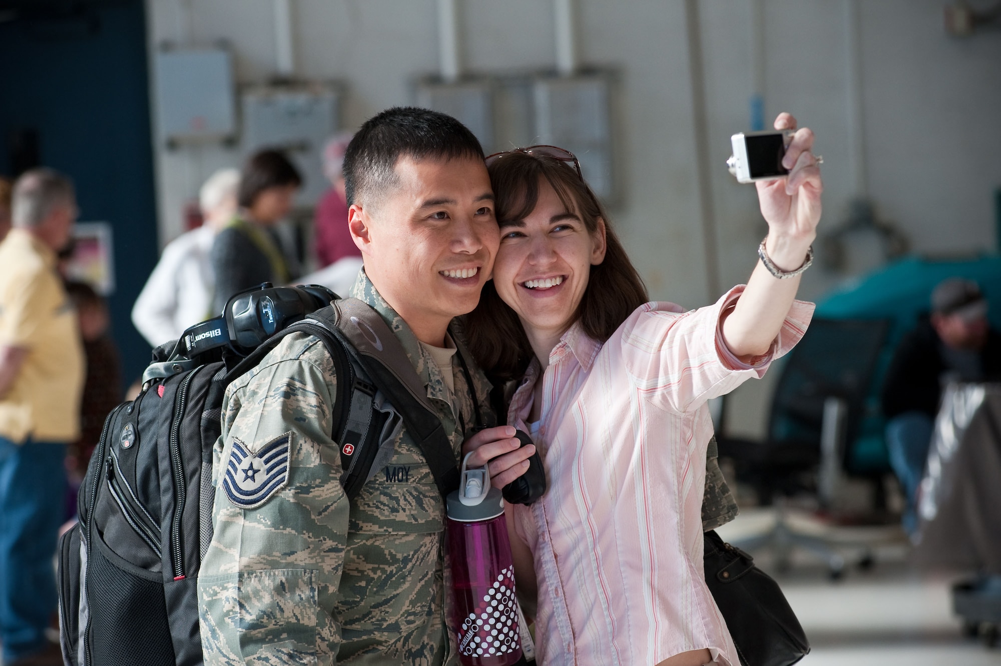Technical Sgt. Clifton Moy, 140th Maintenance Squadron, Colorado Air National Guard, Buckley Air Force Base, Aurora, CO, poses for a self-portrait with fianc? Jessica. (U.S. Air Force photo/Master Sgt. John Nimmo, Sr.) (RELEASED)