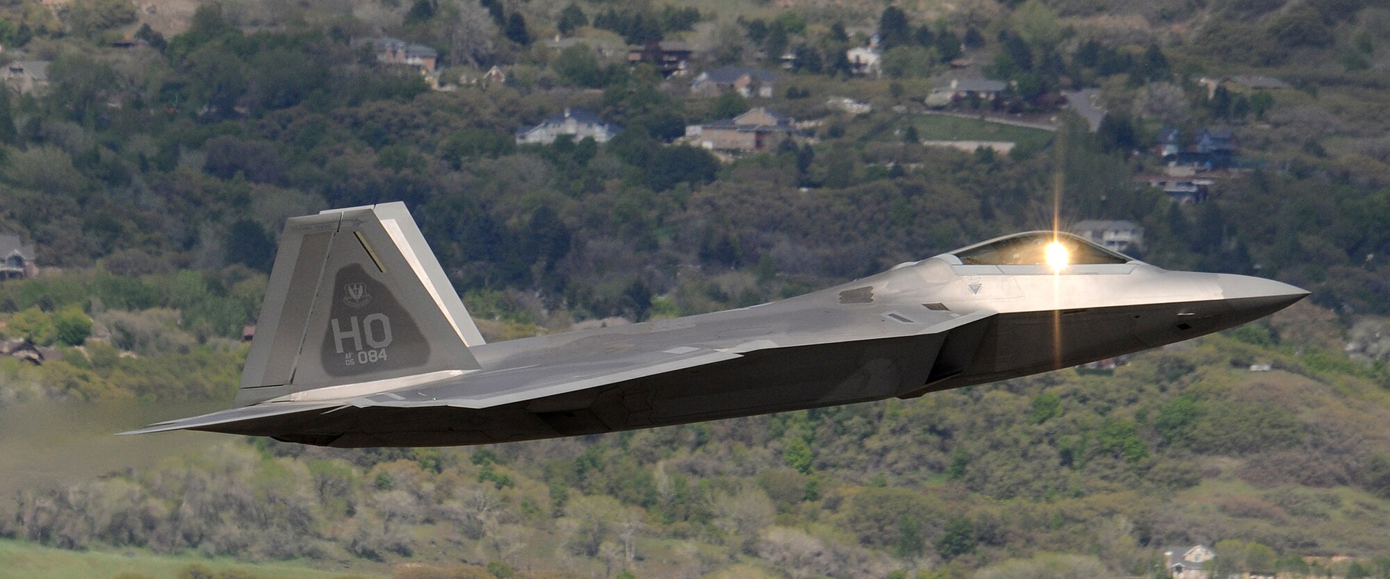 An F-22A Raptor from Holloman Air Force Base, N.M., fly's over Hill AFB, Utah during Combat Hammer, May 7. Combat Hammer performs 65 percent of there operations at the Utah Test and Training Range.  (U.S. Air Force photo/Senior Airman Michael Means)