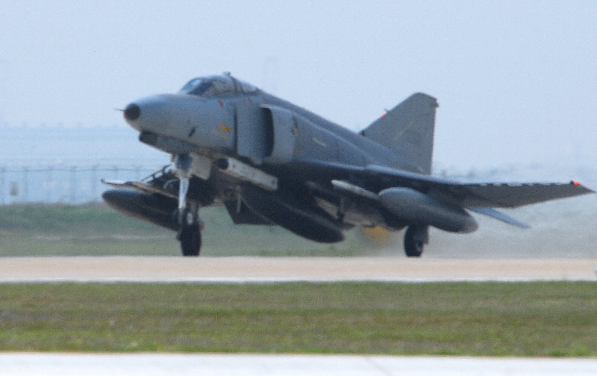 KUNSAN AIR BASE, Republic of Korea -- An F-4E Phantom takes off during exercise Max Thunder 09-01 at Kunsan Air Base, May 11. The second annual Max Thunder exercise is a 7th Air Force-designed, bi-lateral training opportunity that aims to test aircrews' war-fighting skills in realistic combat situations that combine both Republic of Korea Air Force and U.S. Air Force flying and maintenance personnel. (U.S. Air Force Photo/Senior Airman Gustavo Gonzalez)
