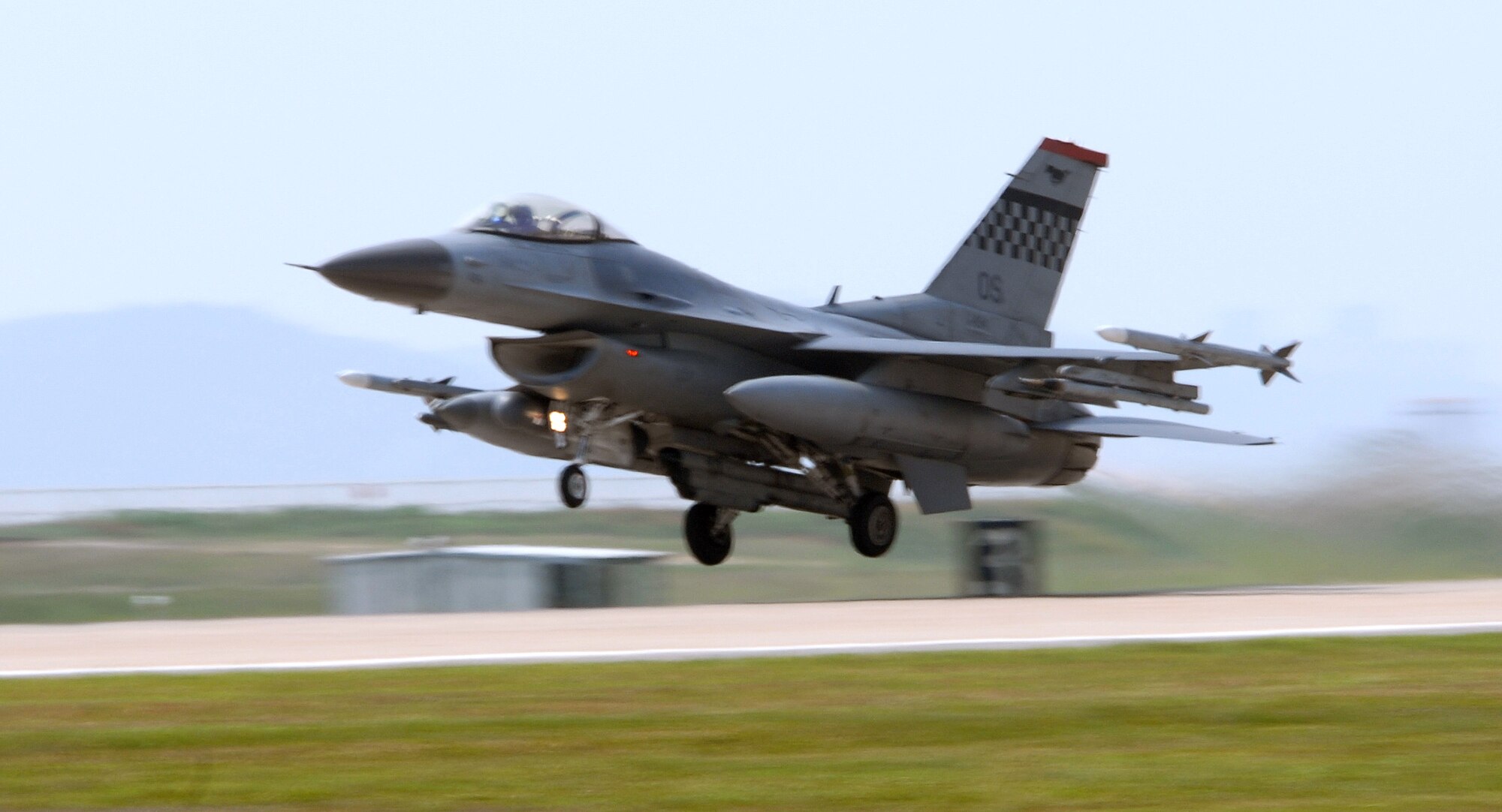 KUNSAN AIR BASE, Republic of Korea -- An F-16 Fighting Falcon from the 36th Fighter Squadron, Osan Air Base, takes off during exercise Max Thunder at Kunsan Air Base, Republic of Korea, May 11. The second annual Max Thunder exercise is a 7th Air Force-designed, bi-lateral training opportunity, annually hosted at Kunsan Air Base, that aims to test aircrews’ war-fighting skills in realistic combat situations that combine both Republic of Korea Air Force and U.S. Air Force flying and maintenance personnel.(U.S. Air Force Photo/Senior Airman Gustavo Gonzalez)