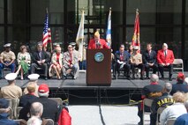 Mayor Richard M. Daley and Brig. Gen. Melvin G. Spiese attend the Marine Week Dedication Ceremony with James Balcer, Alderman of Chicago's 11th Ward, and Marine Corps League National Commandant James Laskey.