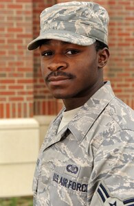 LANGLEY AIR FORCE BASE, Va. -- Airman 1st Class Darrell Cousin, 94th Fighter Squadron aviation resource management journeyman, helped evacuate 60 people from a trailer after detecting smoke from a ceiling fixture while deployed.  (U.S. Air Force photo/Airman 1st Class Zachary Wolf)