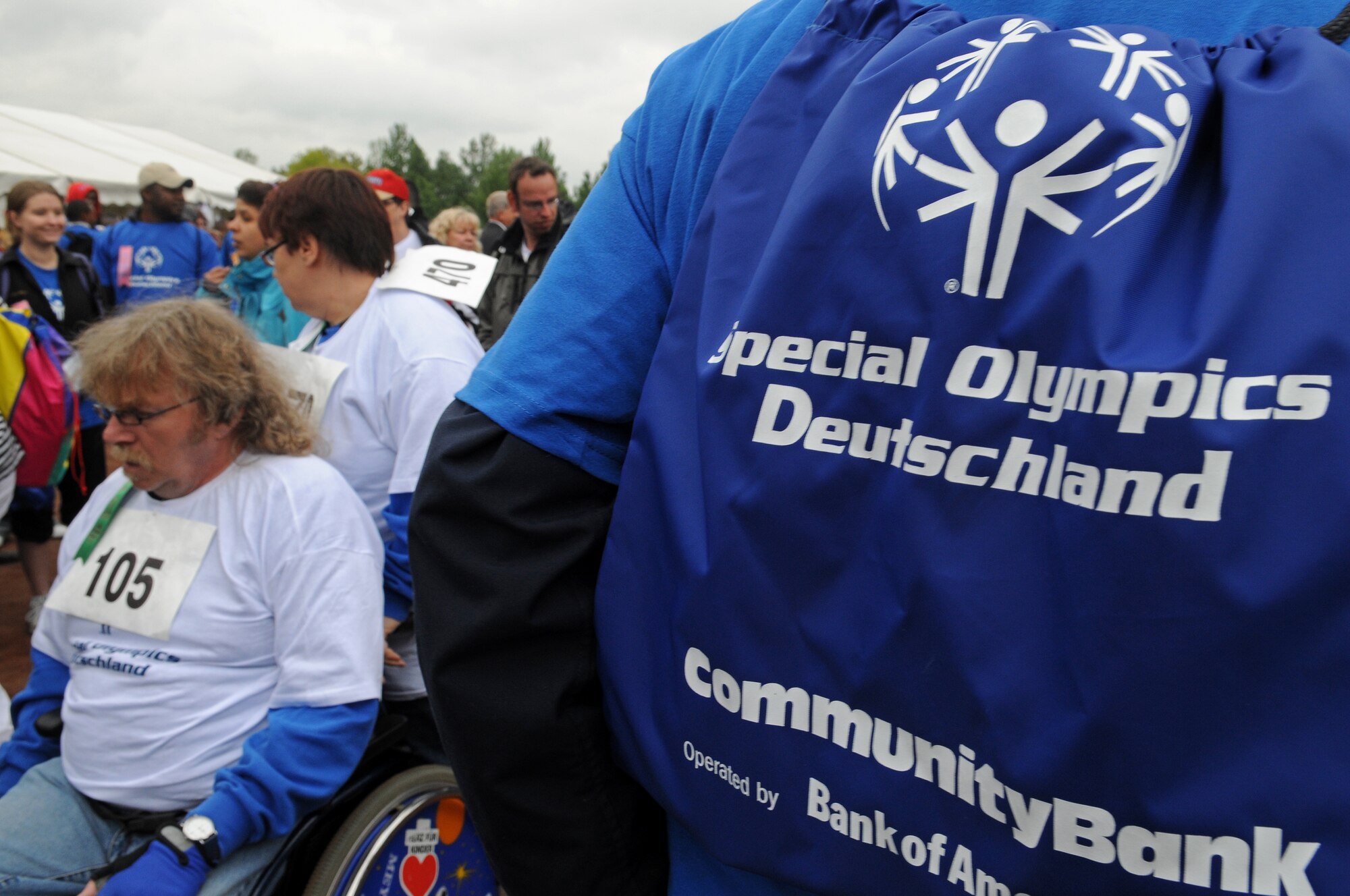 Athletes and their buddies arrive to the 36th Annual Special Olympics held in Enkenbach-Alsenborn, Germany, May 6, 2009. Special Olympics is an international program of year-round sports training and athletic competition for more than 1.7 million children and adults with disabilities in more than 150 countries including Germany. (U.S. Air Force photo by Airman 1st Class Grovert Fuentes-Contreras)