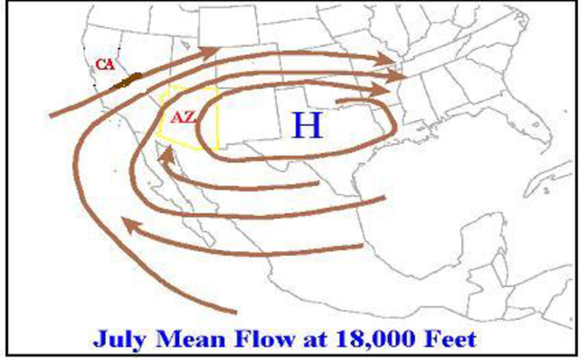 The wind flow in southern California can shift to a southeast to southerly directional flow. This flow brings tropical moisture from the Gulf of Mexico and Gulf of California into southern California. The tropical moisture combined with the our intense desert heat here plus mountainous terrain, can produce thunderstorms. (Courtesy graphic)