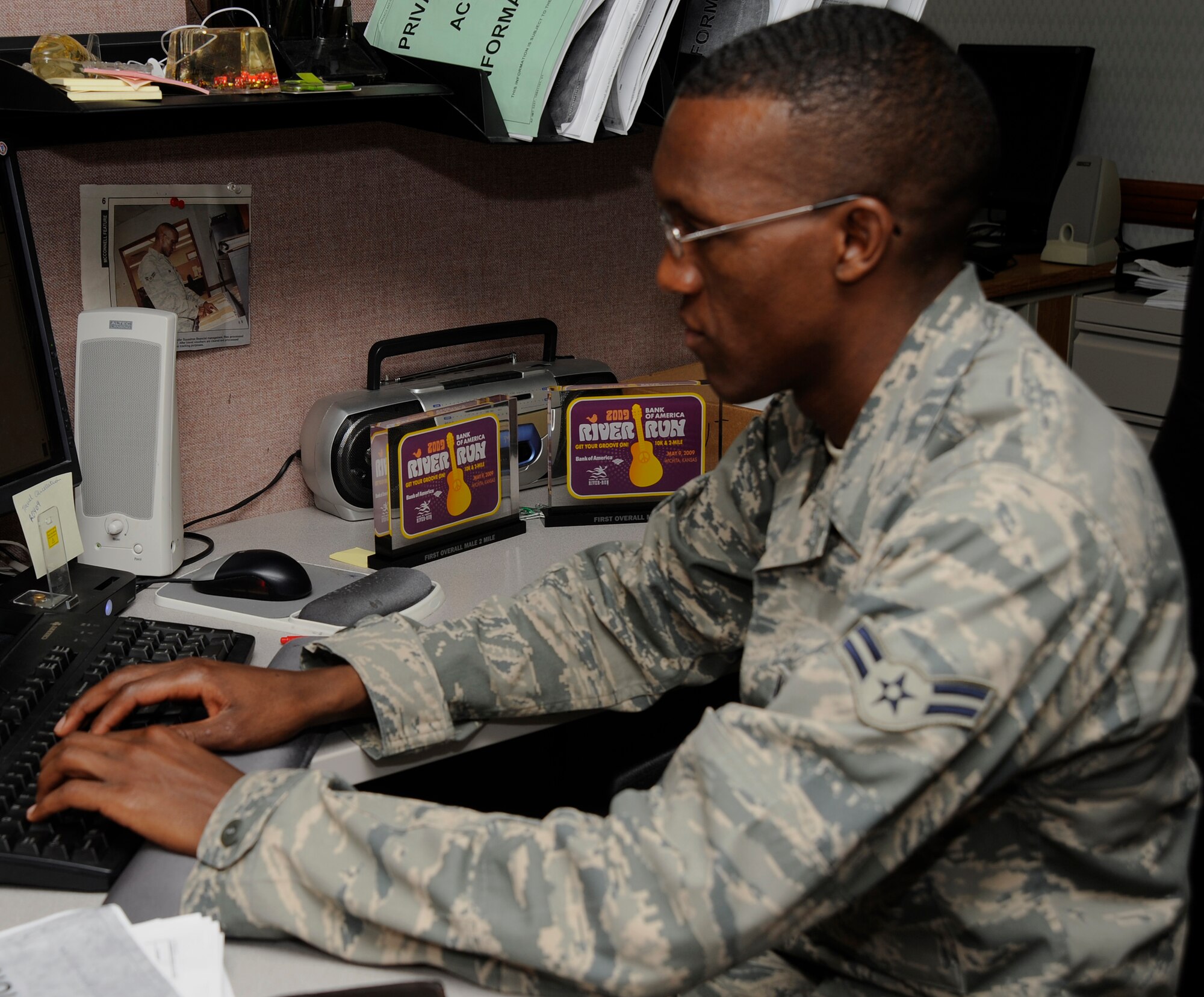 Airman 1st Class Moses Tum, 22nd Comptroller Squadron customer service representative. (Photo by Staff Sgt. Ronald Lafosse)
