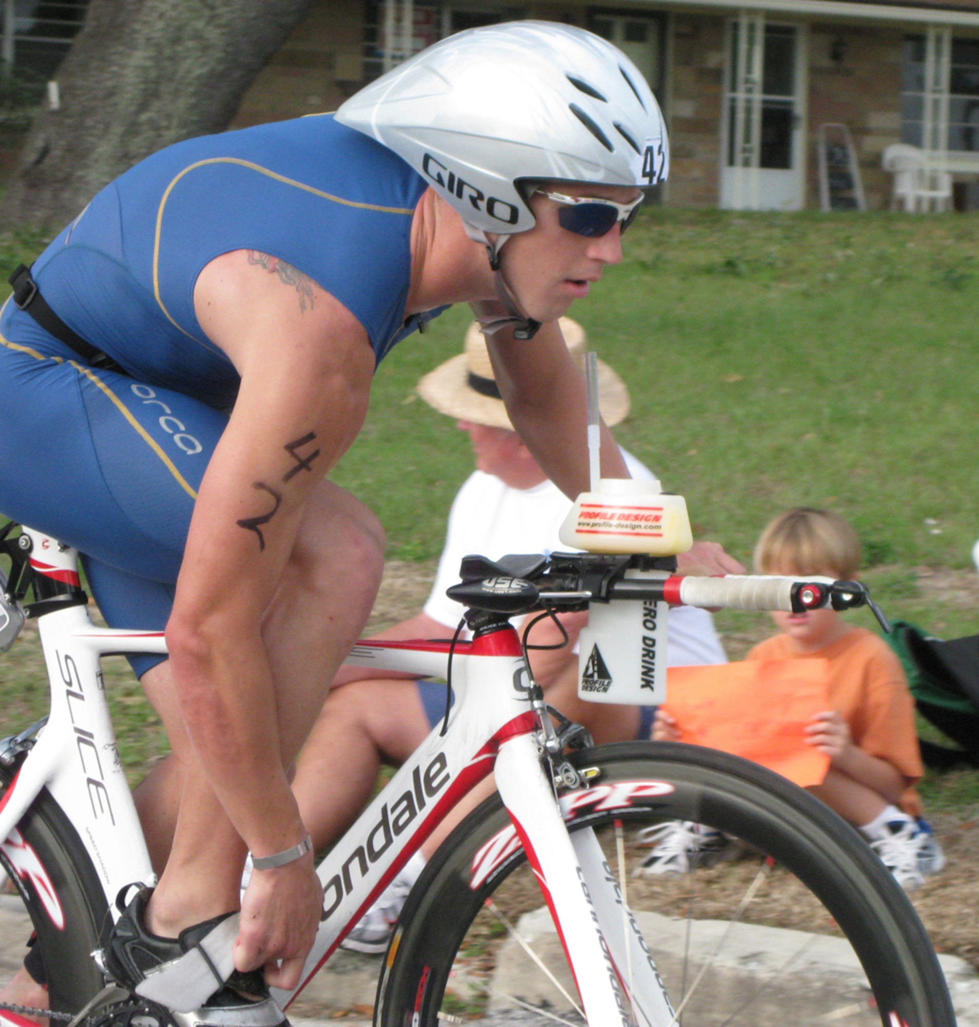 2nd Lt. Mitchell Kieffer,an analytical scientist at the Air Force Research Laboratory?s Munitions Directorate, competes in the bicycle portion of a race recently. Kieffer was selected to represent the Air Force in the Armed Forces Triathlon May 30 in Point Mugu, Calif. (Courtesy photo)
