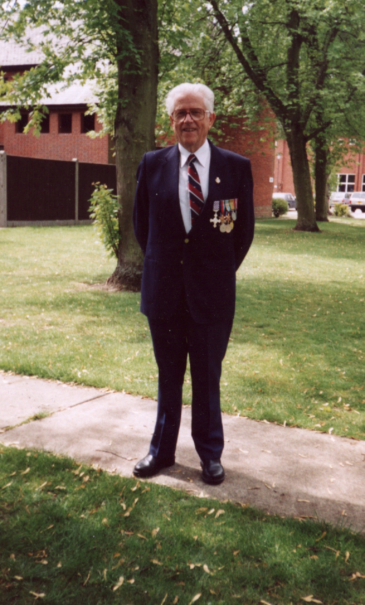 Former Royal Air Force Sergeant Jim Coman displays medals he earned during his time in the service during World War II.  The veteran served as a radio operator and aerial gunner on RAF bombers in the early ’40s, flying combat sorties out of RAFs Mildenhall and Lakenheath.  (Contributed photo)