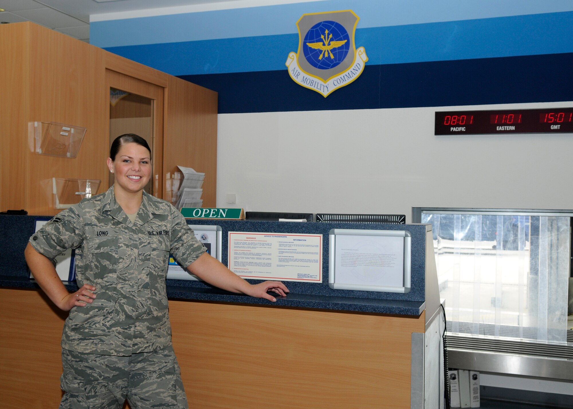 SPANGDHALEM AIR BASE, Germany -- Airman 1st Class Mary Long, 726th Air Mobility Squadron passenger service agent, is the 52nd Fighter Wing's Top Saber Performer for the week of May 15-21, 2009. (U.S. Air Force photo by Airman 1st Class Staci Miller)