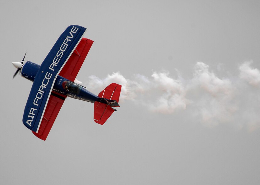 Ed Hamill performed aerial maneuvers for the 2009 Defenders of Liberty Air Show crowd in his aircraft Dream Machine May 9. The Dream Machine is a factory built biplane designed and first built by Curtis Pitts over fifty years ago. (U.S. Air Force Photo by Trina R Jeanjacques) (Released)
