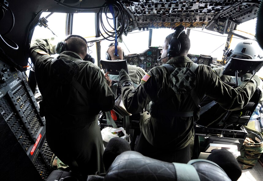MOODY AIR FORCE BASE, Ga. -- Crewmembers from the 71st Rescue Squadron, along with their HC-130 P/N Combat King aircraft, search for missing Haitian immigrants who were reported missing in the Atlantic Ocean May 15. The Moody based crew responded at a moment’s notice to the U.S. Coast Guard's request for assistance with the search and rescue mission. (U.S. Air Force photo by Senior Airman Schelli Jones)
