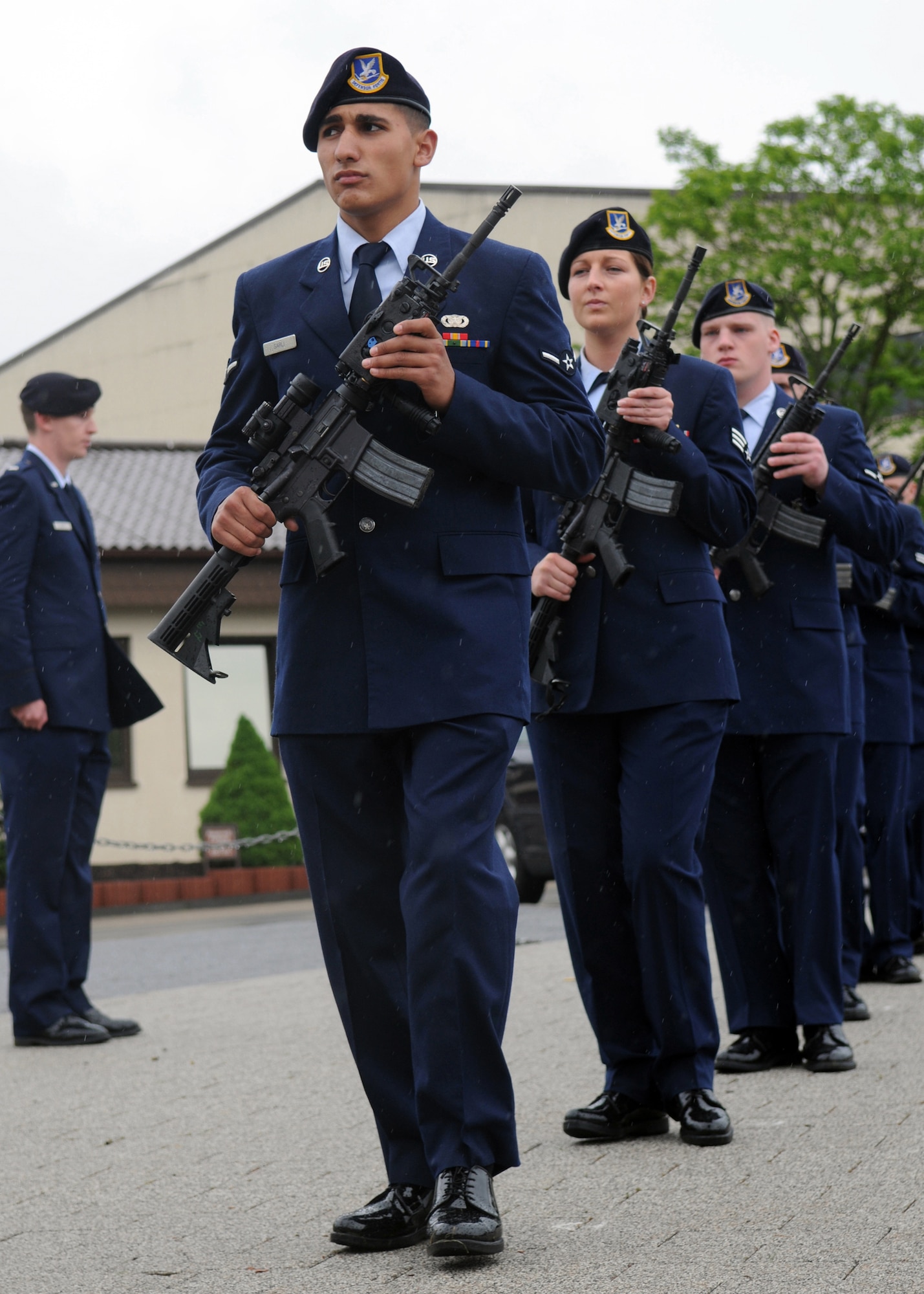 SPANGDAHLEM AIR BASE, Germany -- Airman David Sarli, 52nd Security Forces Squadron, was a member of the firing party that participated in the formal retreat ceremony May 15, 2009.  The 52nd SFS honored their fallen brethren during Police Week May 11-15.  (U.S. Air Force photo by Staff Sgt. Heather M. Norris)