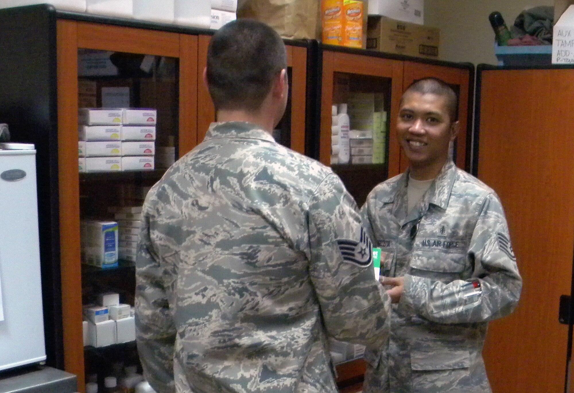 SOUTHWEST ASIA -- Staff Sgt. Nomer Evangelista, 386th Expeditionary Medical Group Pharmacy NCOIC, is deployed from the 28th Medical Support Squadron at Ellsworth Air Force Base, S.D. (U.S. Air Force courtesy photo)