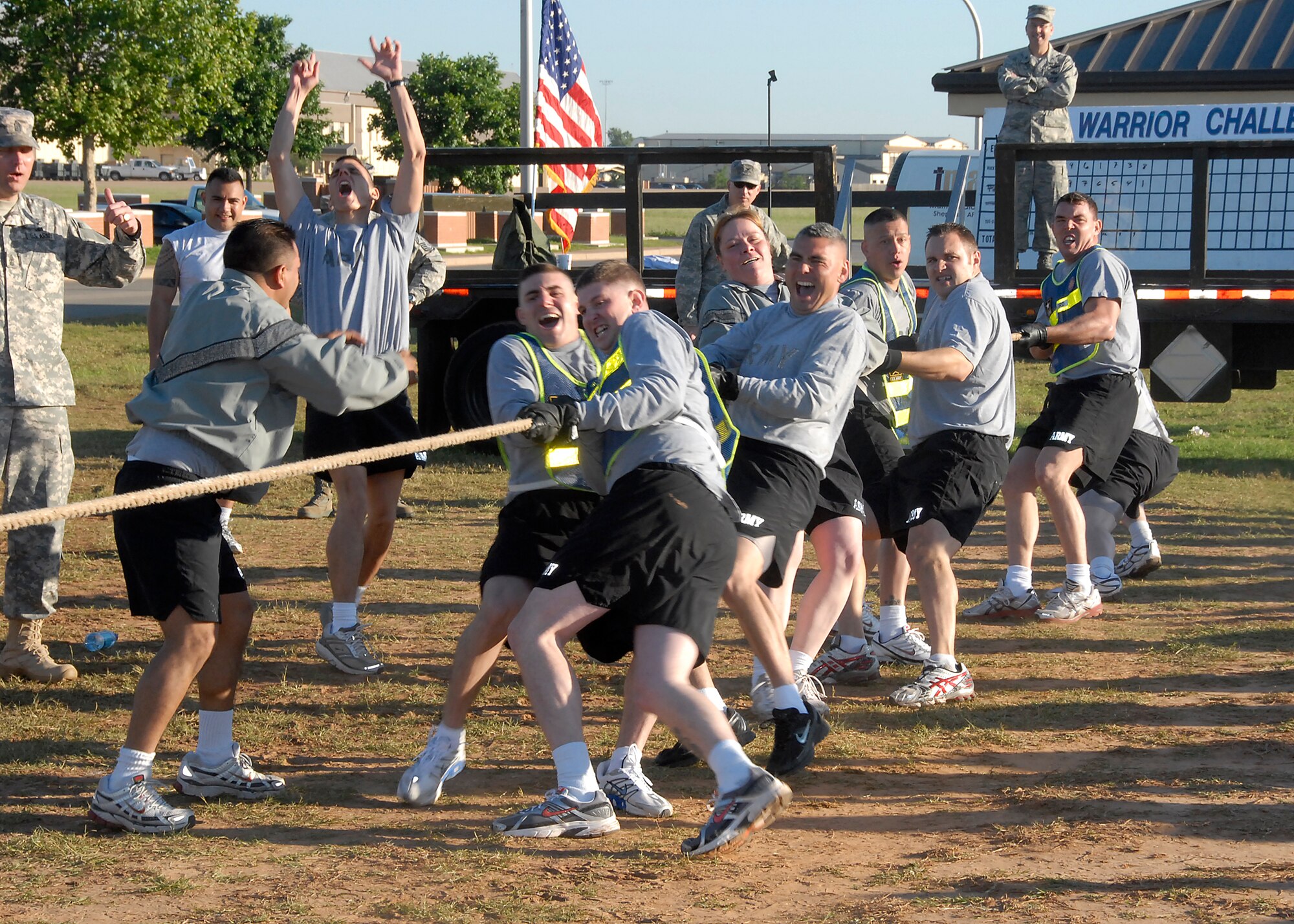 The Army reacts with joy as they realize victory is in their grasp. The Army was able to beat overwhelming odds in shear numbers and march to victory and bring home the title. (U.S. Air Force photo/ Mike Litteken)
