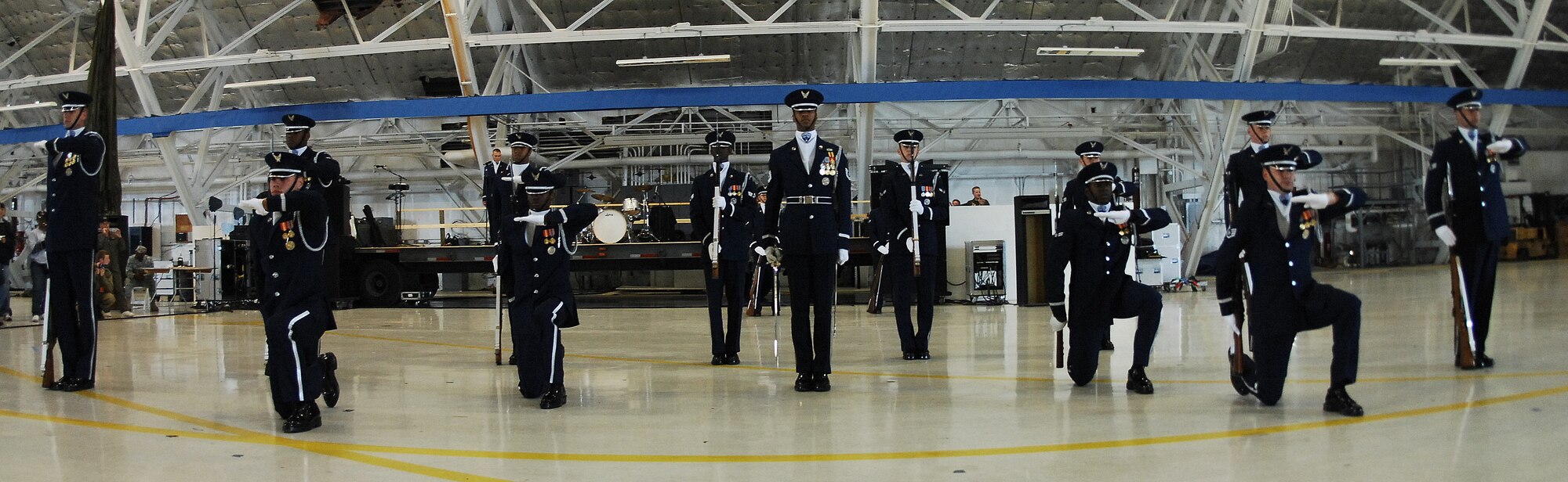 The United States Air Force Honor Guard Drill Team performs at the Joint Service Open House May 17 on Andrews Air Force Base, Md. The three-day open house allowed members of the public an opportunity to meet and interact with the men and women of the Armed Forces and celebrates military history while showcasing the future capabilities of the world's finest military force. (U.S. Air Force photo by Senior Airman Alexandre Montes)