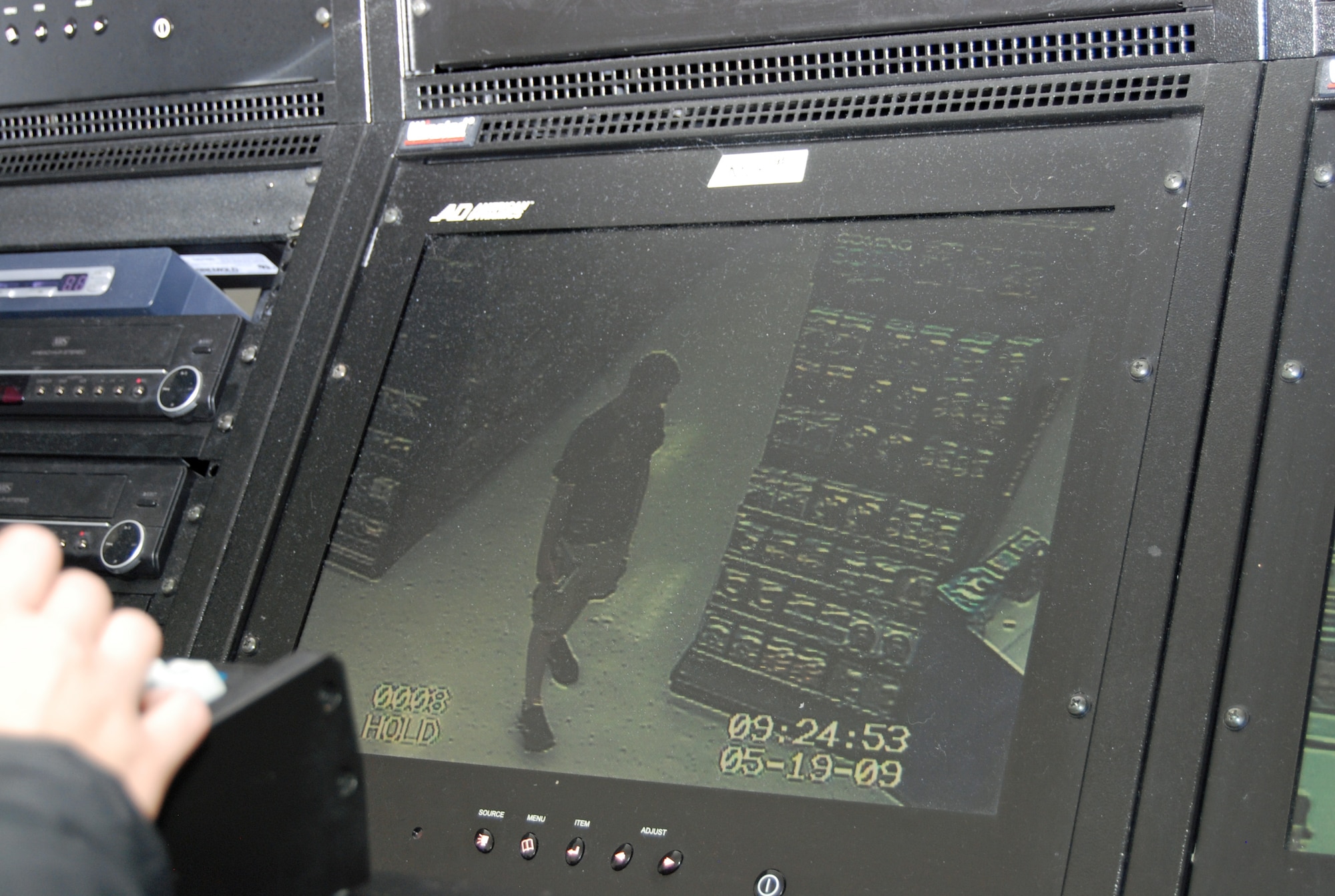 Peterson’s loss prevention personnel monitor a shopper at the base exchange May 19. Among Peterson’s loss prevention equipment is the Sensormatic Closed Circuit Television system, which controls approximately 50 cameras placed in all public areas of the base exchange. “Our loss prevention resources are getting bigger and better,” said Suzanne West, Peterson’s local Army Air Force Exchange Service loss-prevention manager. “We put everything we can into preventing shoplifting.” (Air Force photo by Tech. Sgt. Ray Bowden)

