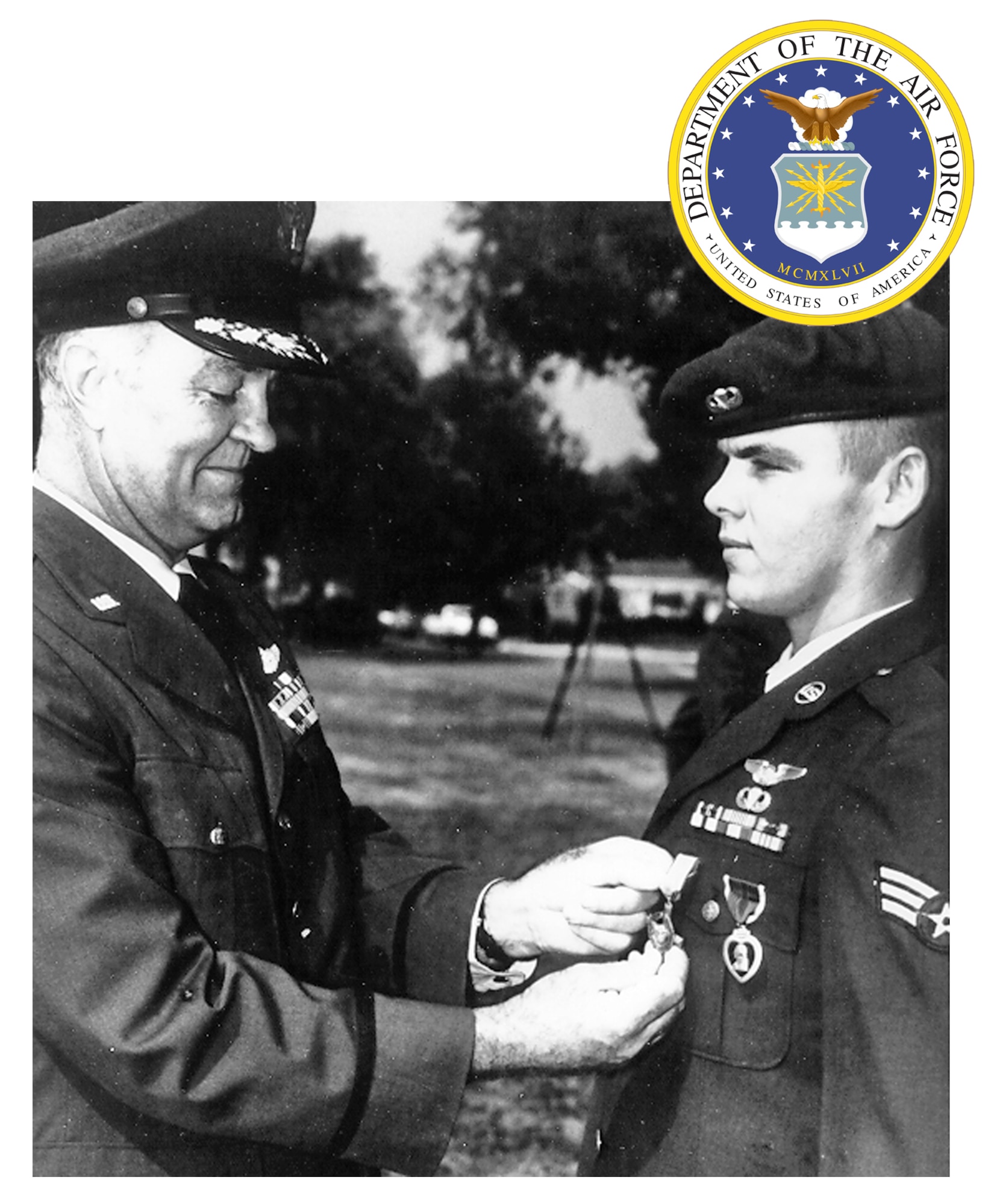 Airman 1st Class (E-4) Duane Hackney receives Air Force Cross. He was the first living recipient of the medal. (Courtesy photo) 