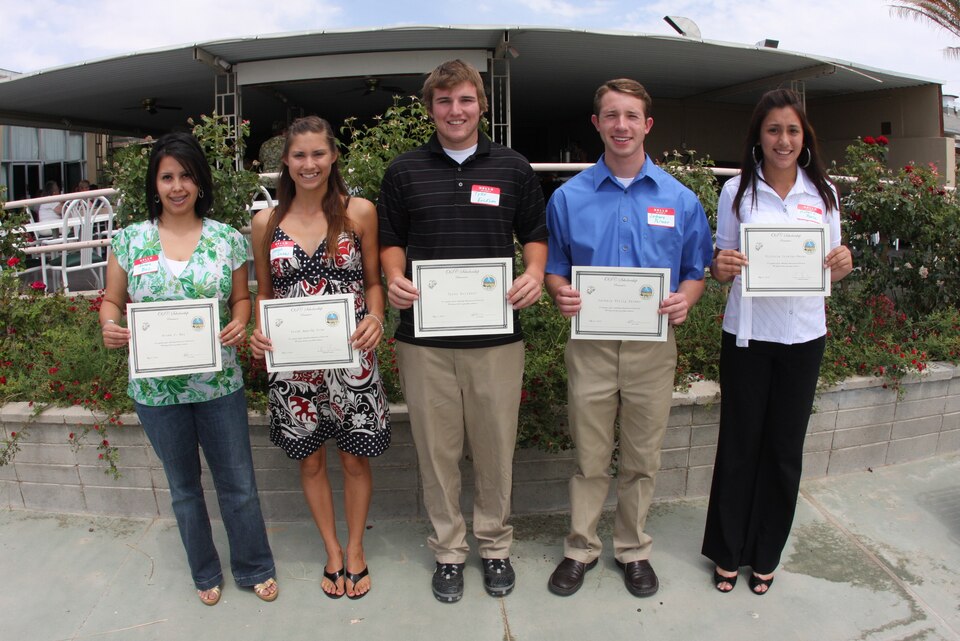 (Left to right) Norma Baz, Sarah Snow, Tyler Erickson, Zachery Palmer and Victoria Perez were five of the seven Officers’ Spouses Club Scholarship and Grant Committee recipients for 2009. Each received a portion of the $10,000 grant collected by the OSC through various hosted events hosted in 2008.