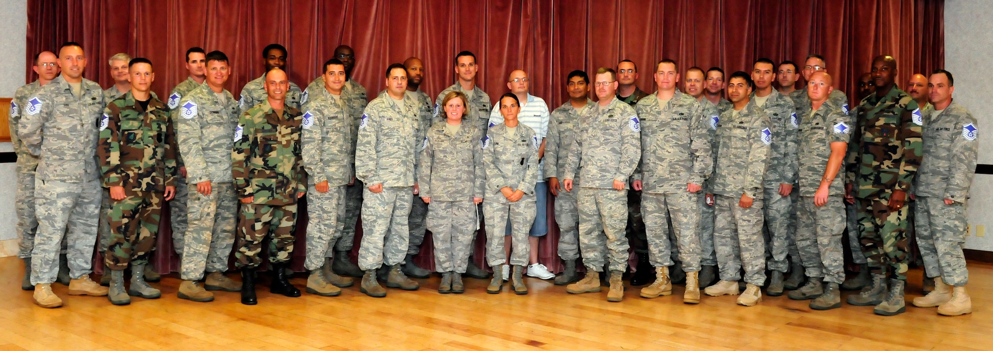 ANDERSEN AIR FORCE BASE, Guam - Technical sergeants selected for master sergeant pose for a photo during a ceremony commemorating their selection for promotion held May 15 at the Top of the Rock here. Forty-nine Andersen technical sergeants were promoted to master sergeant this term. (U.S. Air Force photo by Airman 1st Class Courtney Witt)