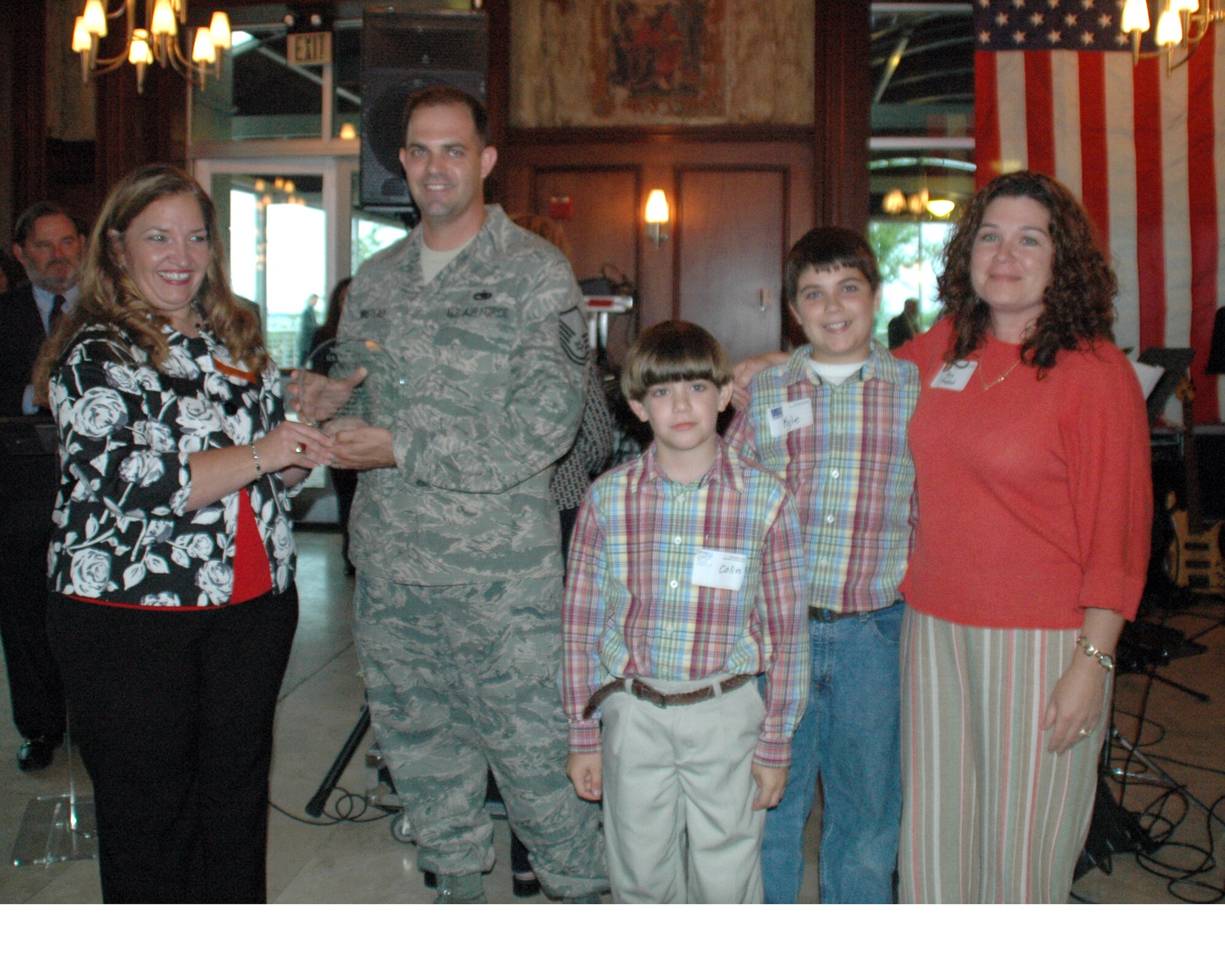 Technical Sergeant Tony Winstead, an Electro-Environmental Craftsman with the 315th Airlift Wing at Charleston AFB, S.C., received the Charleston Metro Chamber of Commerce Reservist of the Year Award on Tuesday.  
Tech. Sgt. Winstead competed against award recipients from each military branch.  In addition to being a reservist with the 315 AW, Tech. Sgt. Winstead is also a full time police officer for the Town of Mt. Pleasant.  Additionally, he organized his squadron’s Combined Federal Campaign drive and exceeded his goal.  He helped raise funds for his unit’s association for a summer picnic for reserve members and their families.  He also logged over 220 volunteer hours dedicated to the community which includes being a den leader for Cub Scout Pack 63 and served as a coach for the Charleston City Recreation Department.  
