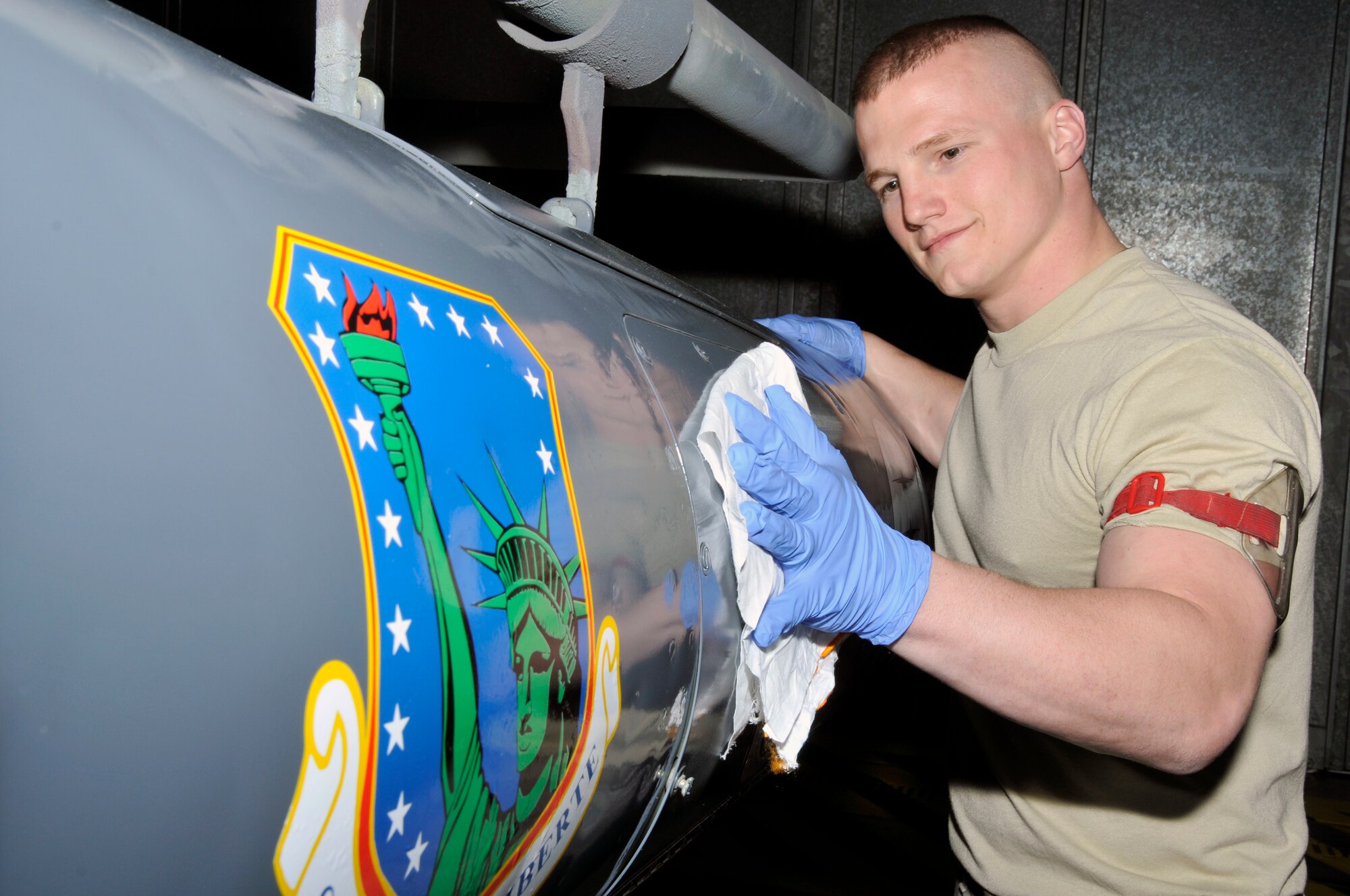 Airman 1st Class Christopher E. Matthews, 48th Equipment Maintenance Squadron aircraft structural maintenance journeyman, was nominated for the Liberty Spotlight by his chain of command because he practices the Air Force core value of "Excellence in All We Do." (U.S. Air Force photo by Airman 1st Class Perry Aston)