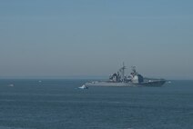 NEW YORK CITY -- Naval ships pass by Fort Hamilton, N.Y., as part of the Parade of Sail, May 20. The Navy and Marine Corps are in New York City from May 20-27 for Fleet Week, a week long display of military equipment and personnel. (Official Marine Corps photo by Sgt. Randall A. Clinton)