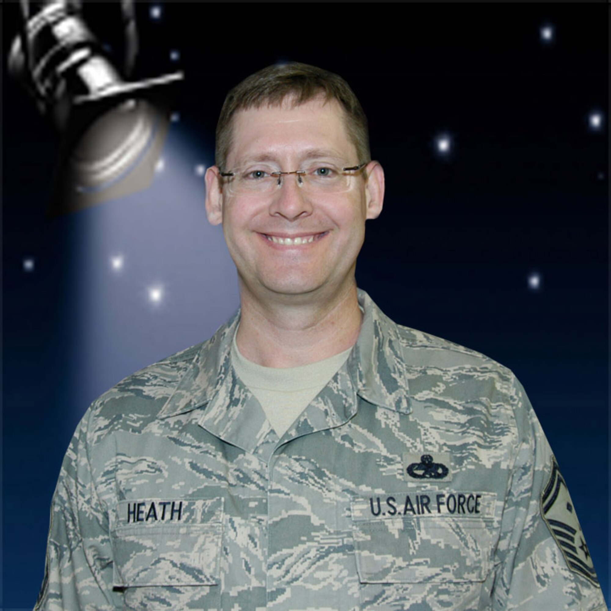 Senior Master Sgt. Mark Heath, ARPC First Sergeant, is the ARPC Spotlight of the Week. Sergeant Heath enlisted in the Air Force in 1983, and he is from Fort Wayne, Ind. (U.S. Air Force graphic/Eric Valdez)