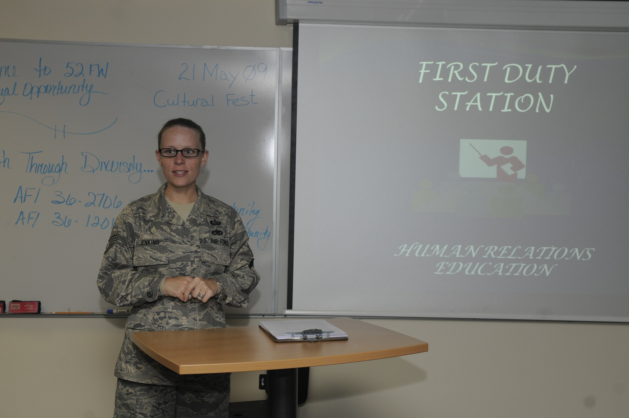 SPANGDAHLEM AIR BASE, Germany -- Staff Sgt. Jessica Jenkins, 52nd Fighter Wing Equal Opportunity Office equal opportunity advisor, is the 52nd Fighter Wing's Top Saber Performer for the week of May 22-28, 2009. (U.S. Air Force photo by Airman 1st Class Staci Miller)