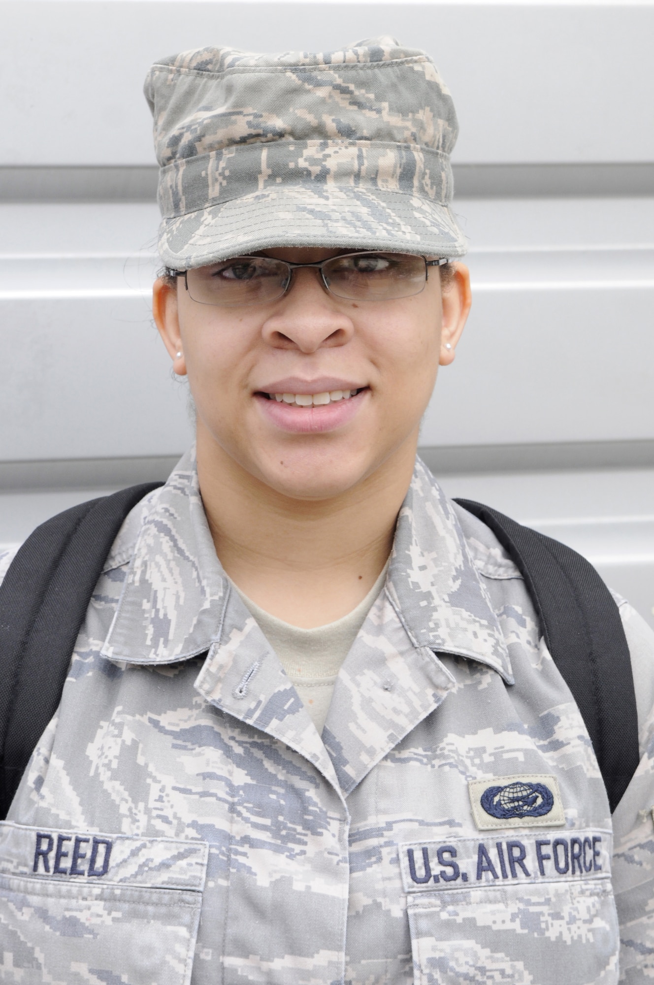 Senior Airman Tatiana Reed, 435th Mission Support Squadron outbound customer service technician (U.S. Air Force photo by Senior Airman Amanda Dick)
