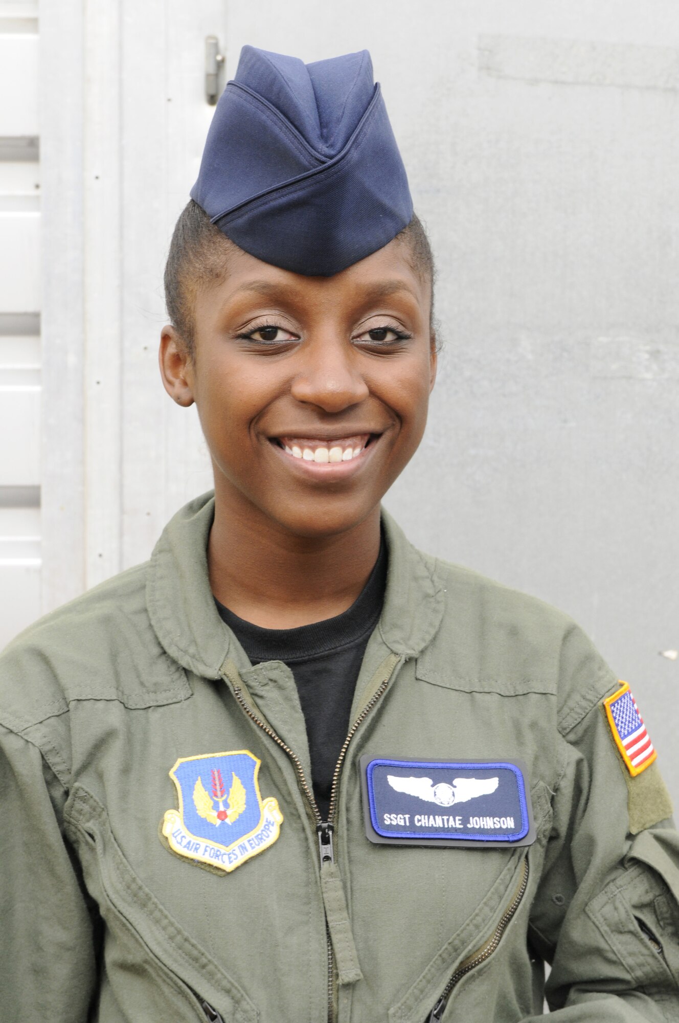 Staff Sgt. Chantae Johnson, 76th Airlift Squadron flight attendant (U.S. Air Force photo by Senior Airman Amanda Dick)