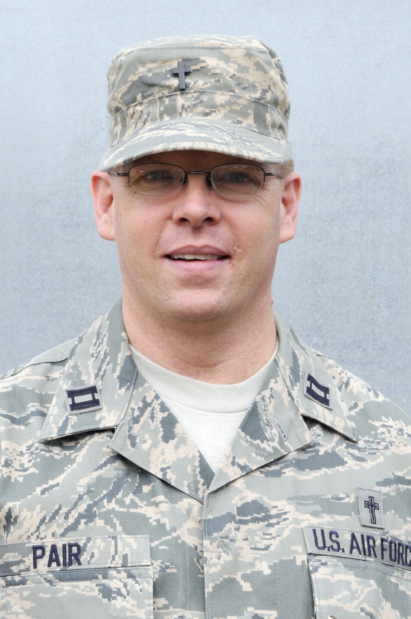 Capt. Shane Pair, 435th Contingency Aeromedical Staging Facility chaplain (U.S. Air Force photo by Senior Airman Amanda Dick)