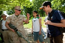 Demonstrations of weapons were given through the day during Marine Day in Central Park May 21. This event was just one of many the Marines of 24th Marine Expeditionary Unit and Special Purpose Marine Air Ground Task Force - New York will participate in during Fleet Week. (Official Marine Corps photo by: Cpl. Patrick Fleischman)