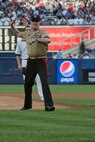 Lt. Gen. Richard F. Natonski, commander for U.S. Marine Corps Forces Command, throws out the first pitch of the Yankee and Baltimore Game in Yankee Stadium May 22, 2009. He is in New York City as part of Fleet Week 2009. (Official Marine Corps photo by: Cpl. Patrick Fleischman)