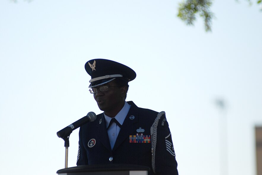 The 433rd Airlift Wing stopped for a Memorial Day ceremony at the Bravo-12 Memorial Grove the Thursday before Memorial Day 2009. Bravo-12 was the call sign for a C-5 that crashed in 1990. The grove, built in memory of the crew, now serves as a memorial to all of the fallen Airmen from the Alamo Wing. (U.S. Air Force Photo/Airman Brian McGloin)