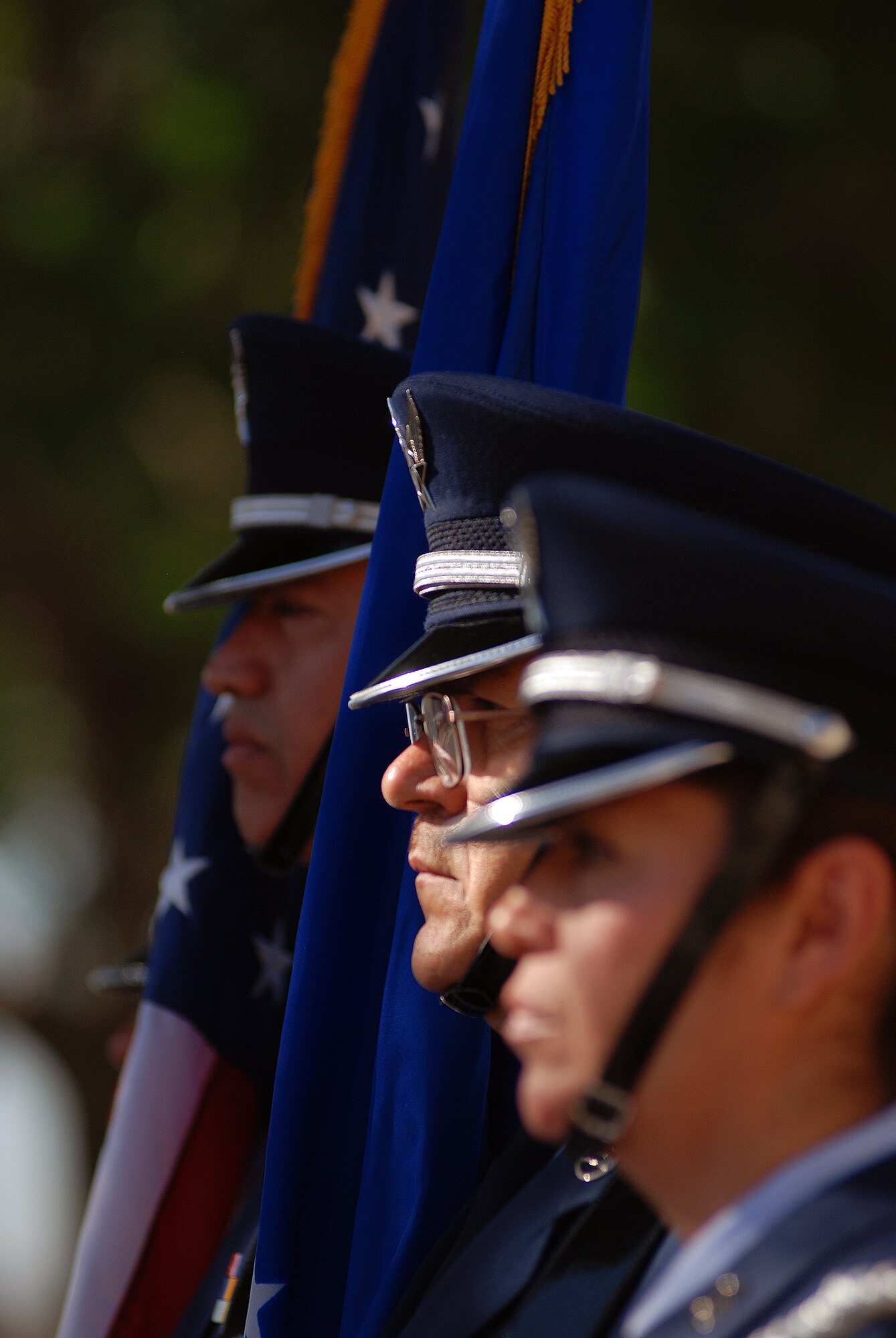 The 433rd Airlift Wing stopped for a Memorial Day ceremony at the Bravo-12 Memorial Grove the Thursday before Memorial Day 2009. Bravo-12 was the call sign for a C-5 that crashed in 1990. The grove, built in memory of the crew, now serves as a memorial to all of the fallen Airmen from the Alamo Wing. (U.S. Air Force Photo/Airman Brian McGloin)