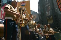 Marines from the Marine Corps Forces Reserve Band perform at Marine Day in Times Square, N.Y., May 23. (Official Marine Corps photo by Sgt. Steve Cushman)