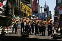 Marines from the Marine Corps Forces Reserve Band perform at Marine Day in Times Square, N.Y., May 23. (Official Marine Corps photo by Sgt. Steve Cushman)