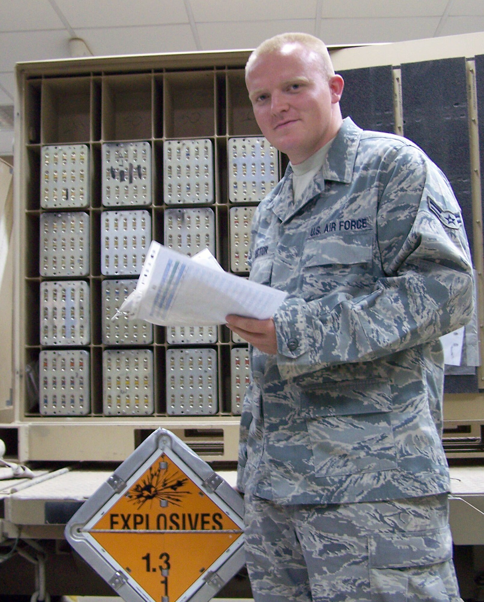 SOUTHWEST ASIA -- Airman 1st Class Jason Rector, 386th Expeditionary Maintenance Squadron munitions systems journeyman, is deployed from the 92nd Maintenance Squadron at Fairchild Air Force Base, Wash. (U.S. Air Force courtesy photo)