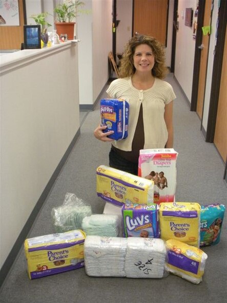 DYESS AIR FORCE BASE, Texas - Dyess Airmen helped the Family Advocacy Program obtain more than 860 diapers to help the Noah Project and Texas Child Protective Services. (Courtesy photo)
