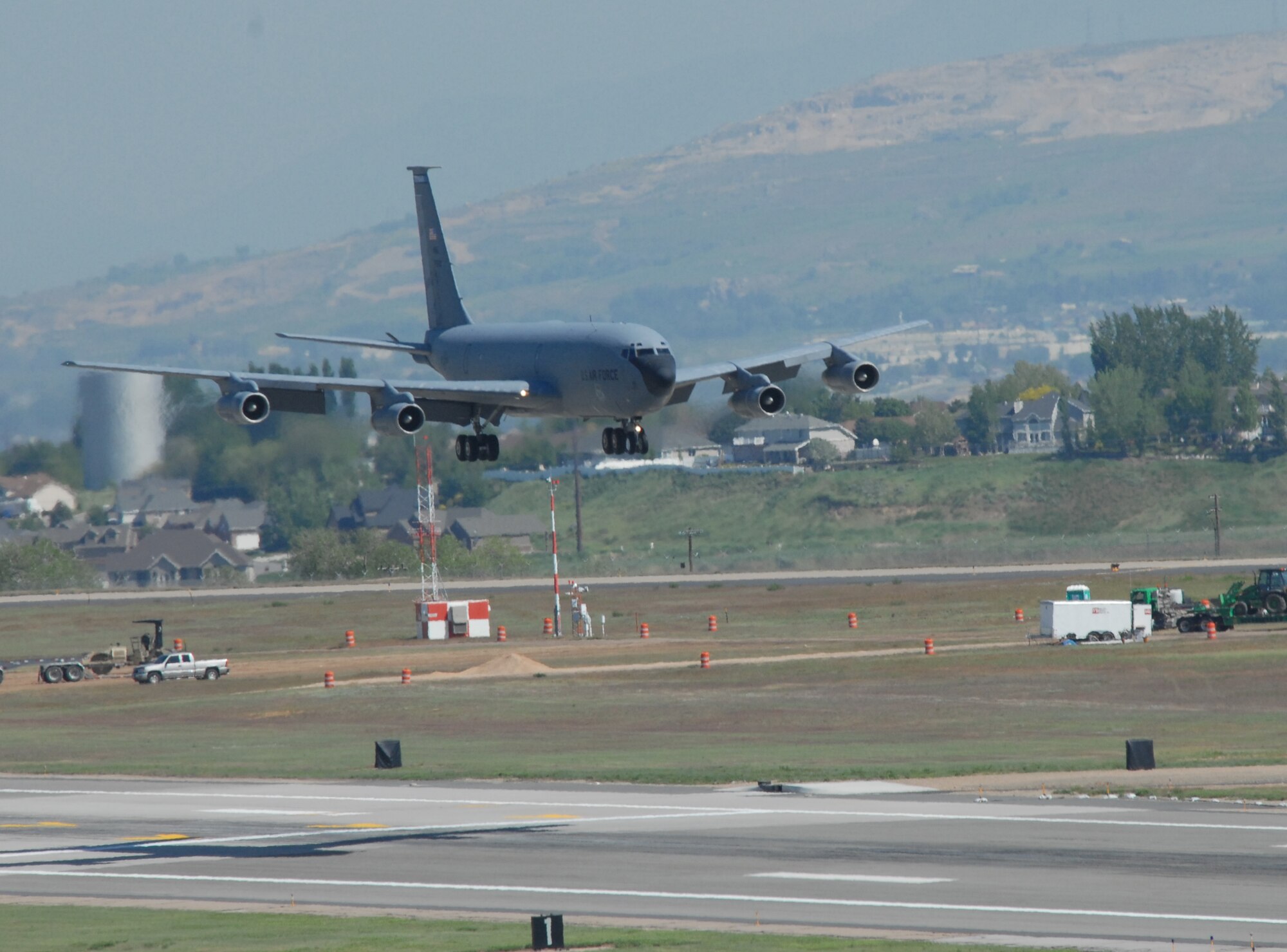 The last remaining KC-135 E-model Stratotanker assigned to the Utah Air National Guard's 151st Air Refueling Wing, was flown from the Air Guard base in Salt Lake City to nearby Hill Air Force Base where it was officially accepted into the Hill Aerospace Museum for public display.  (U.S. Air Force photo/Maj. Krista DeAngelis)