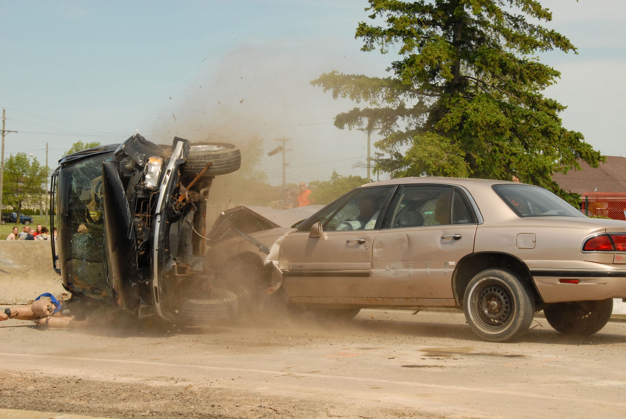 Local high school seniors attended a traffic safety program held on the Niagara Falls Air Reserve Station. Law enforcement officials simulated the consequences of low speed crashes. Classes held throughout the day educated the students on numerous safety issues related to teens and driving. (U.S. Air Force photo/Senior Airman Peter Dean)   

