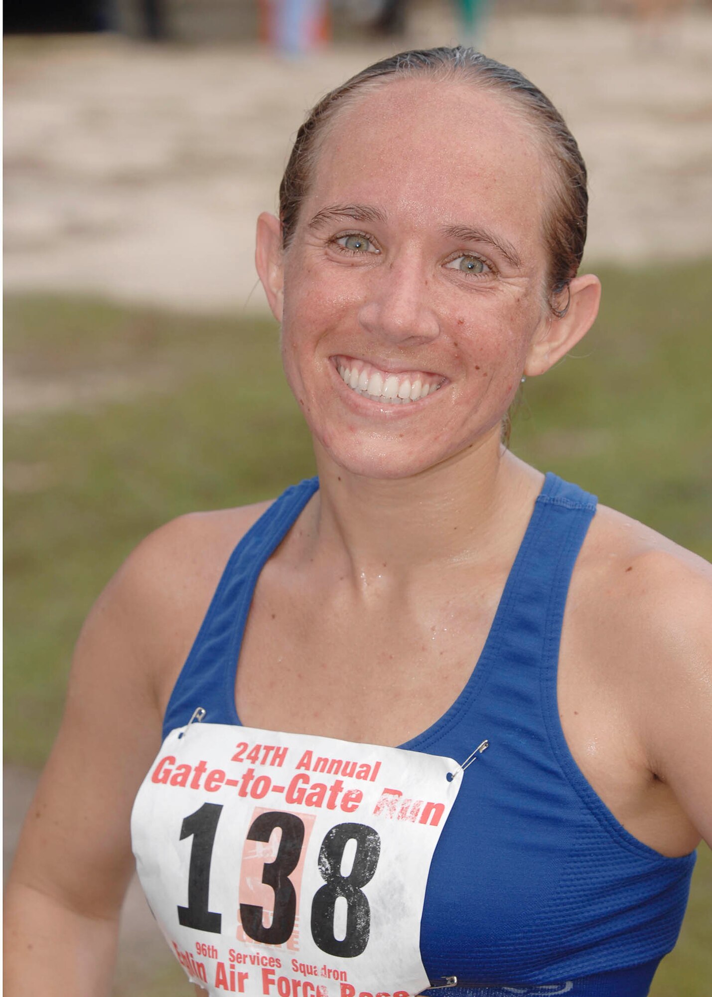 2nd Lt. Ilea Eskildsen, Defense Threat Reduction Agency, finished first in the women's division in 27 minutes 24 seconds - a full minute ahead of her closest competition.  Lieutenant Eskildsen has a goal of competing in a distance running category in the Olympics someday.  (Courtesy photo by Devon Ravine.)