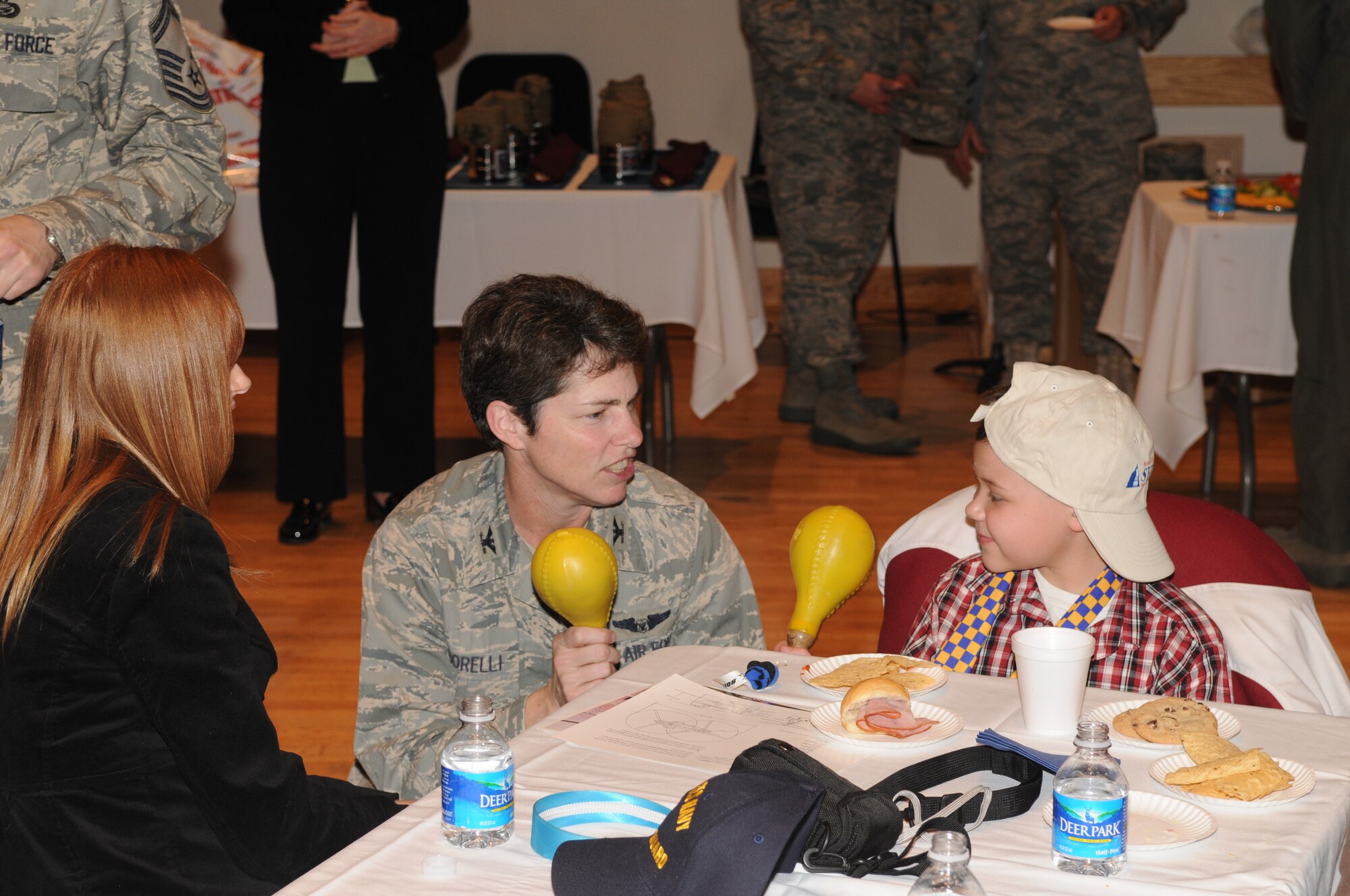 Colonel Elizabeth Borelli, Commander of the Operations Group at
Bolling Air Force Base, interacts with members of the Make-A-Wish
Foundation on March 20. A network of nearly 25,000 volunteers enable
the Make-A-Wish Foundation to serve children with life-threatening
medical conditions. Volunteers serve as wish granters, fundraisers,
special events assistants and in numerous other capacities. (U.S. Air Force photo by Senior Airman Sean Adams)