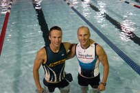 5/26/2009 - Air Force triathletes James Bales (left) and Anthony Milunas will compete in the Armed Forces Triathlon at Naval Base Ventura County, Calif., May 30. (U.S. Air Force photo/Patrick Desmond)                                    